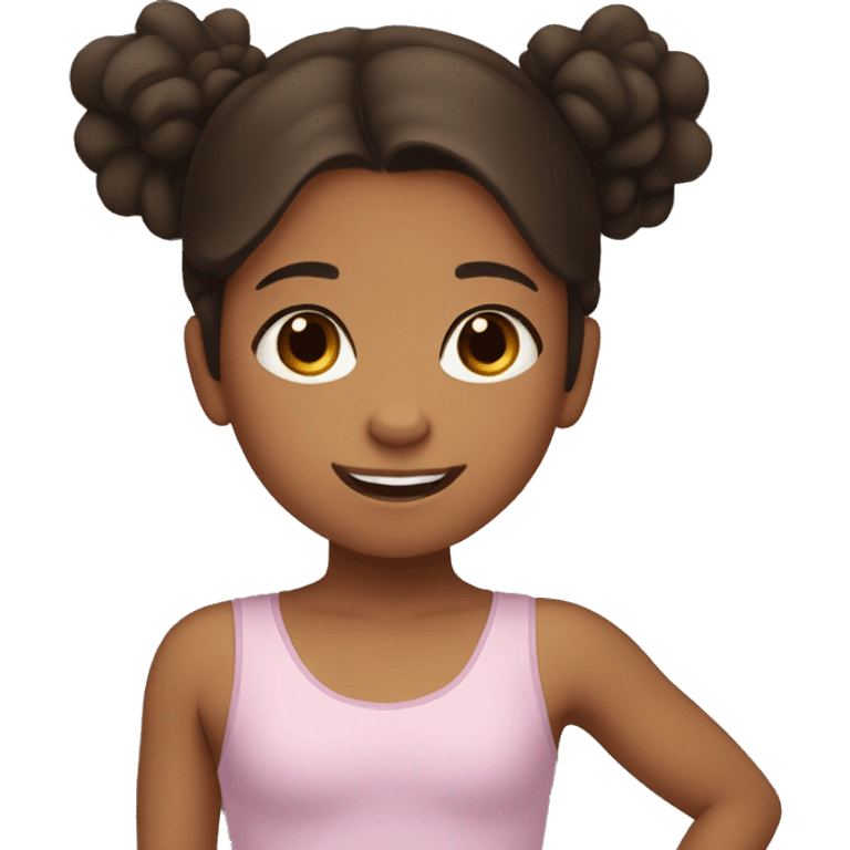 Little girl with dark brown hair, tan skin, and brown eyes doing gymnastics emoji