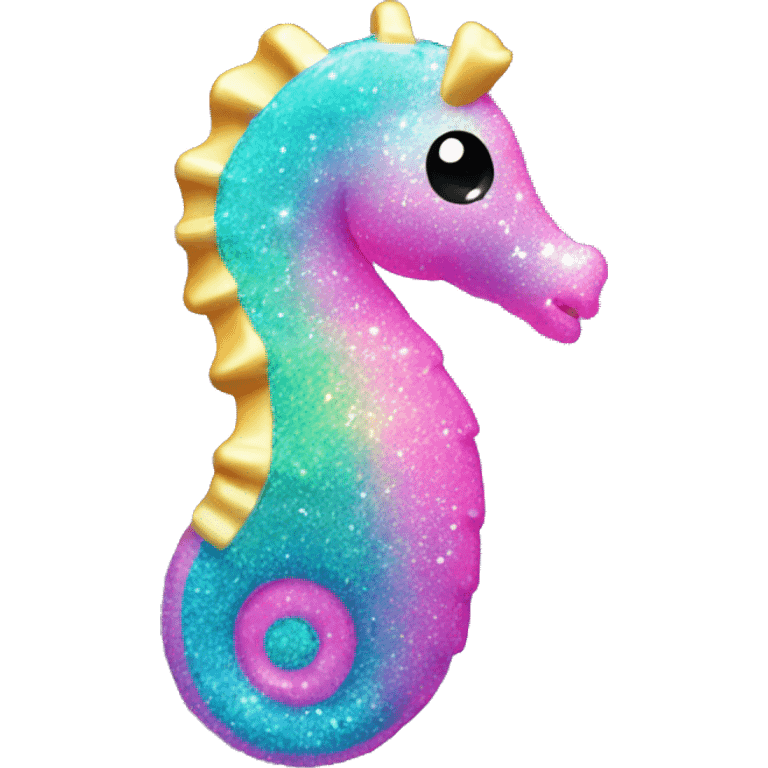 Kawaii neon glitter sea horse emoji    emoji