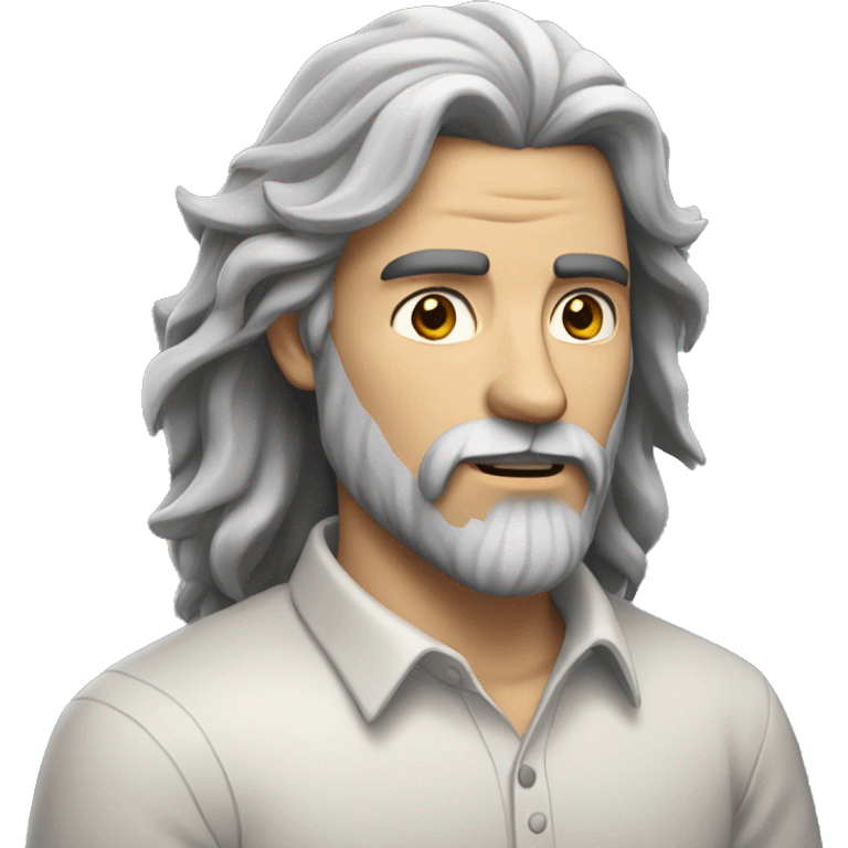 white man who's half wolf with a beard and long hair emoji