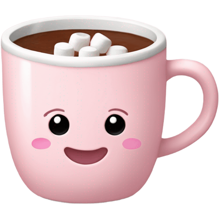 Light Pink mug of hot chocolate with marshmallows  emoji