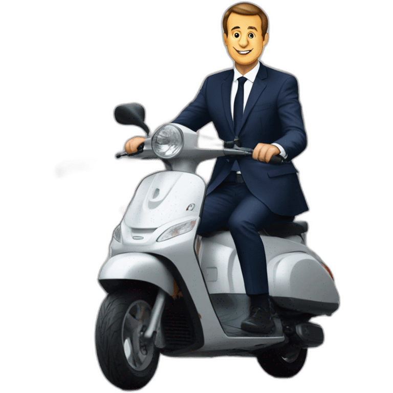 Macron sur un scooter emoji