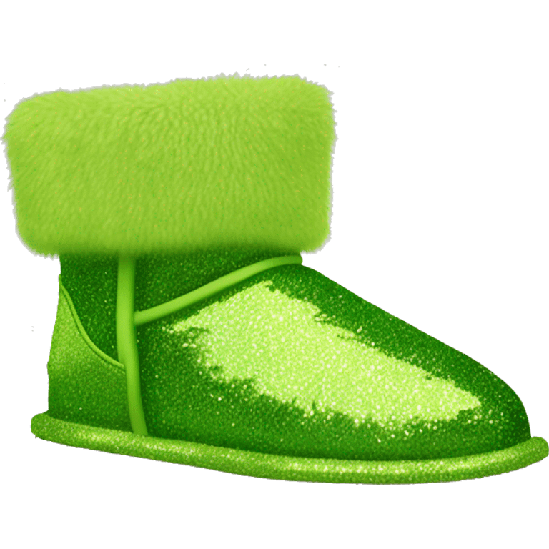 Realistic lime green Sparkle glitter and fur Ugg boots. emoji