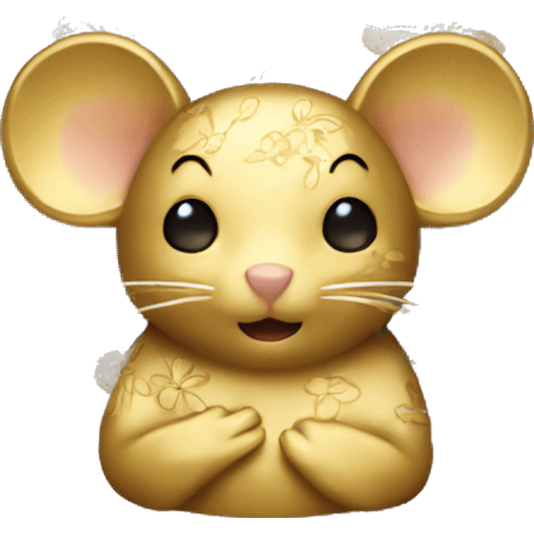 Gold mouse with floral pattern  emoji