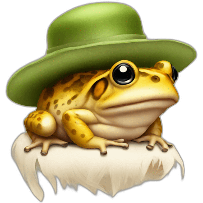 toad in a woman's hat with a feather emoji