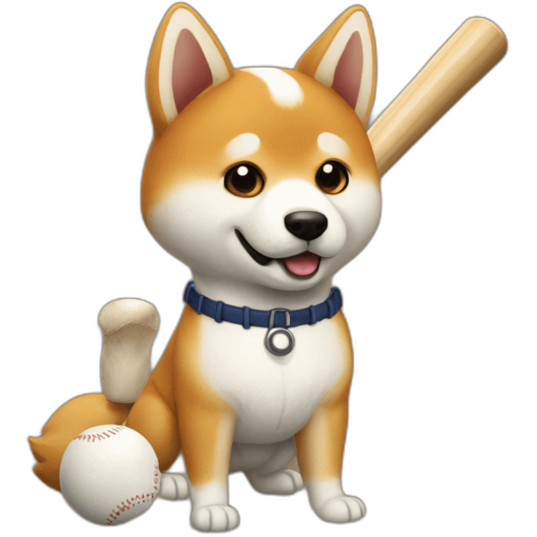 baseball player shiba-with-baseball-bat emoji