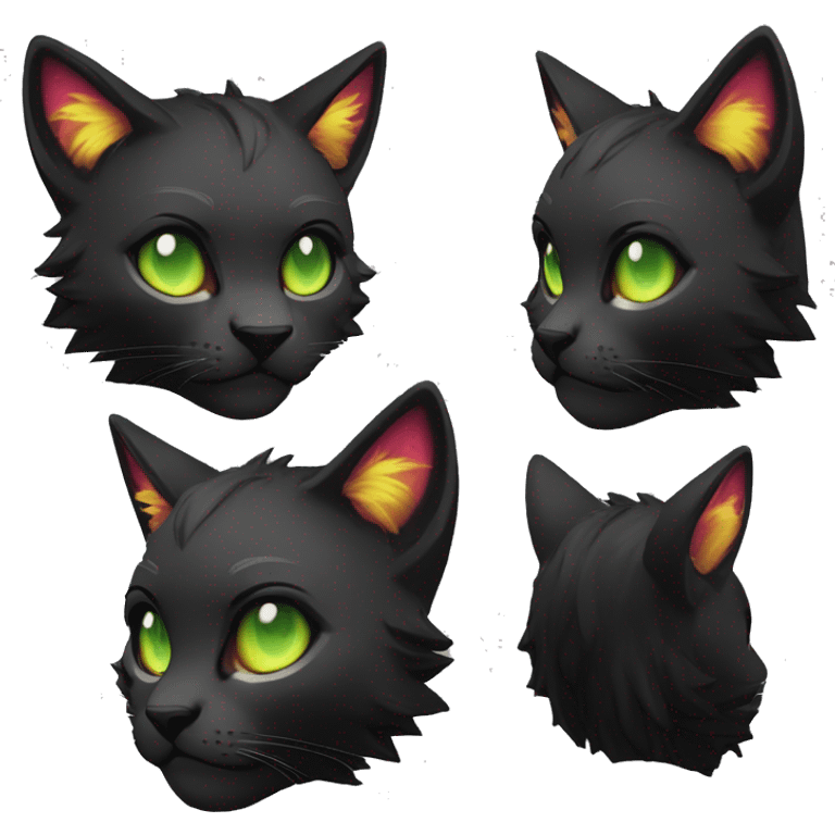 Edgy Shy Anthro cool pretty colorful dark cat-fursona techwear punk black emo-mane emoji