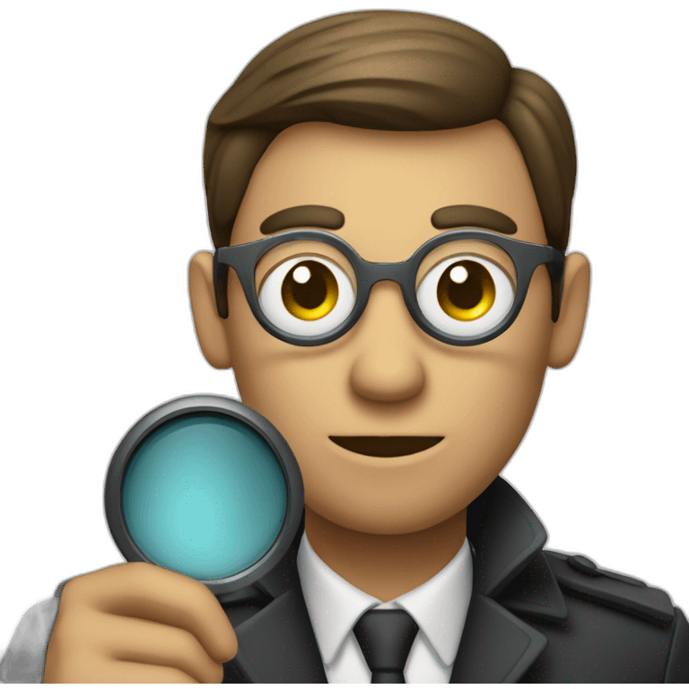 mesteryous detective in a dark suite holding a magnifying glass emoji