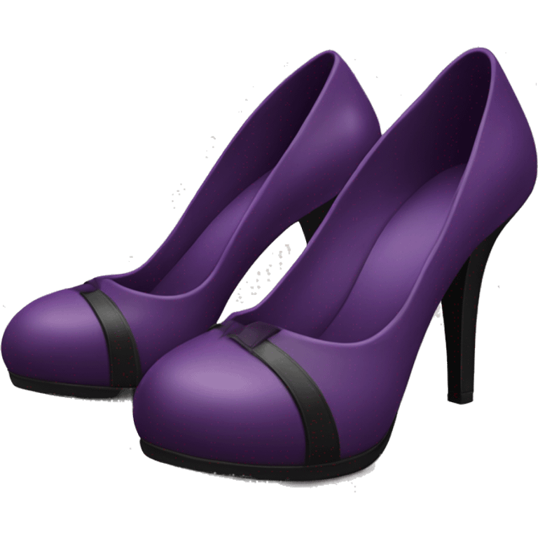 Realistic pair of plum purple and black closed toe high high heel emoji