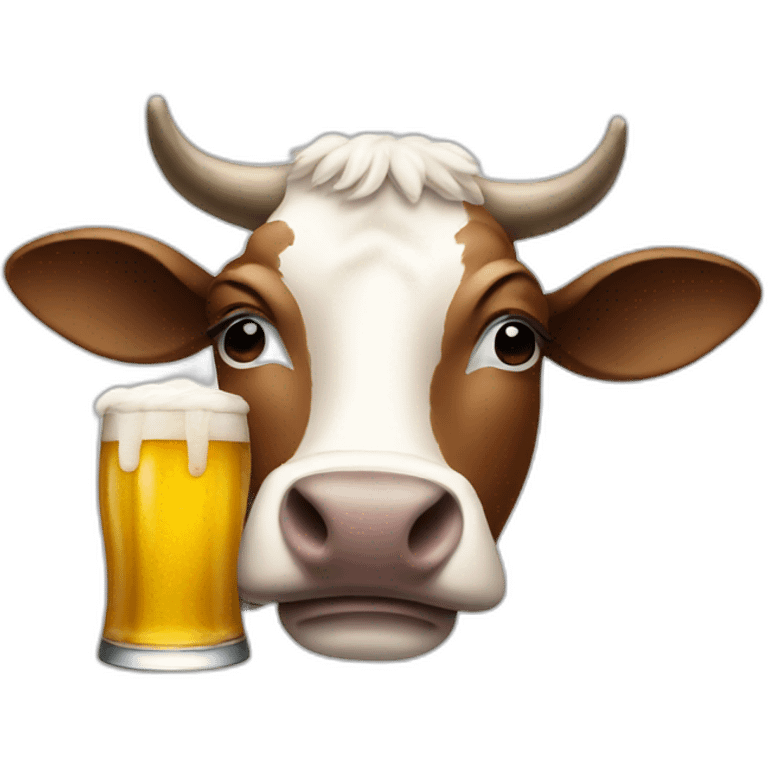 a cow drinking a beer emoji