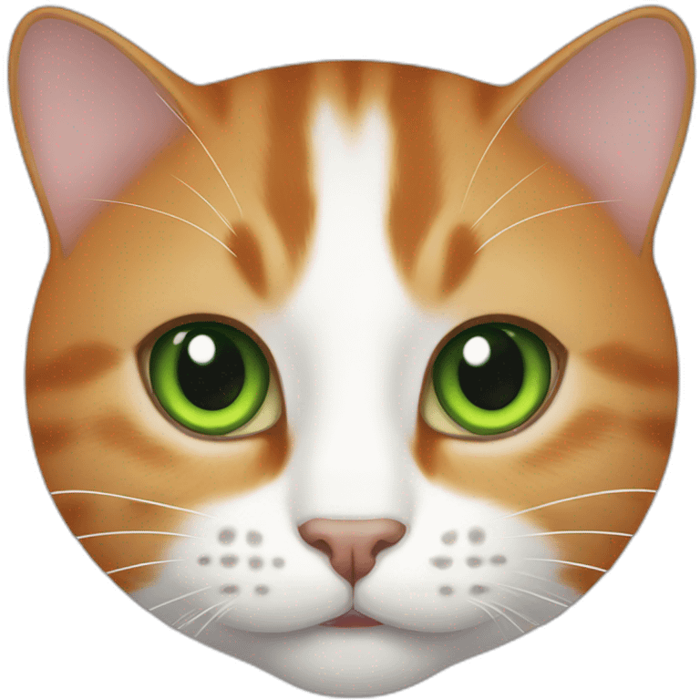 Cat half orange et blanc with green eyes emoji