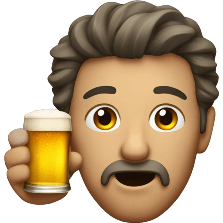 Drunk man with a beer emoji