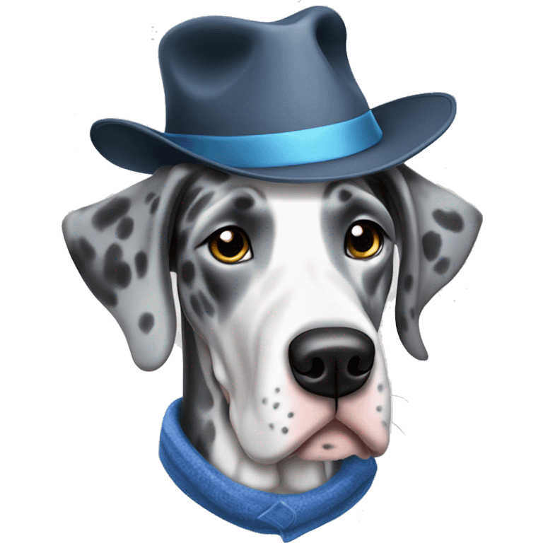 Blue Merle Great dane wearing fedora  emoji