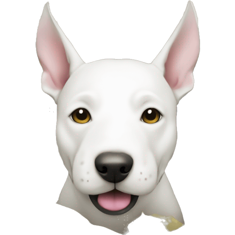 White bull terrier burying money  emoji