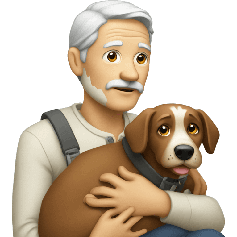 old gentle man holding a dog emoji