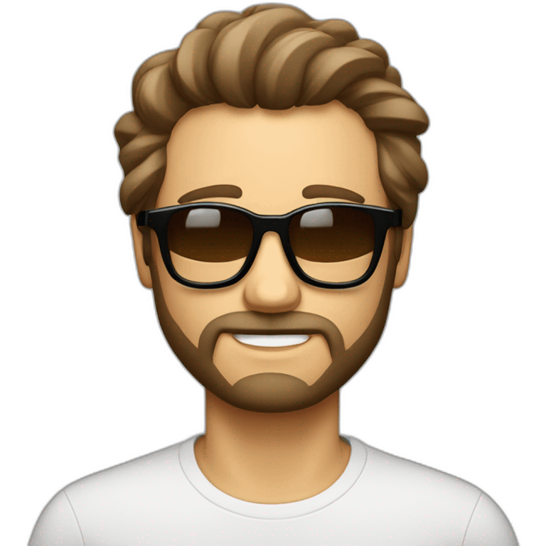 Hombre con pelo blanco y barba blanca con gafas de sol emoji