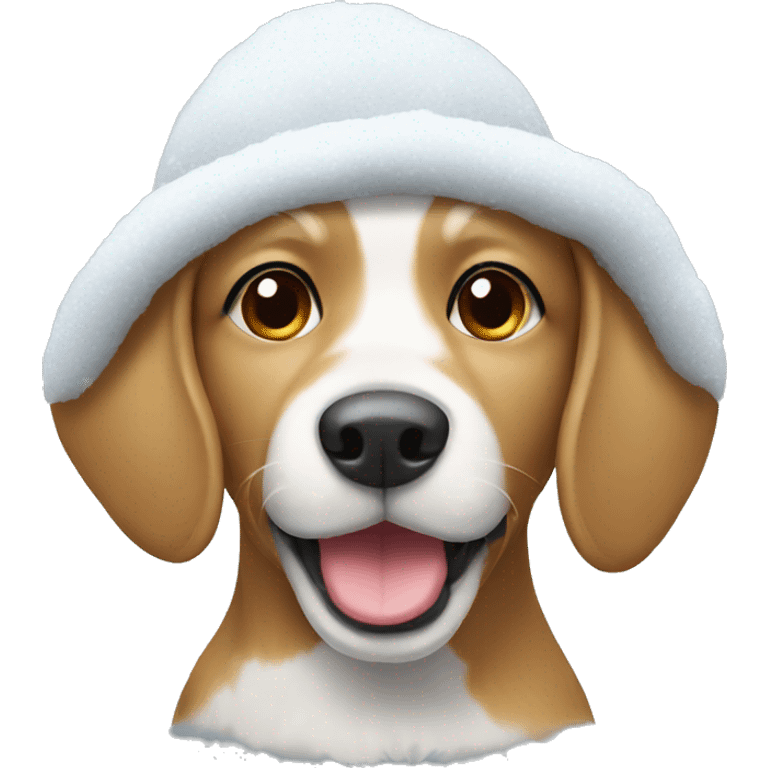 Cute dog that has a snow hat emoji