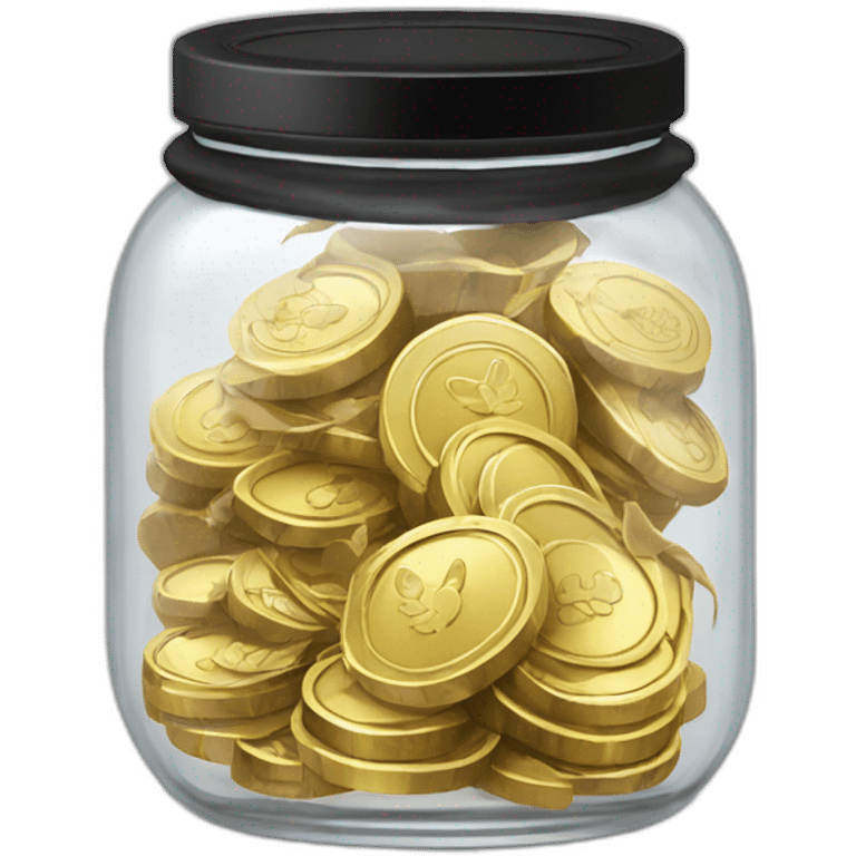 a clear jar with black lid black :jar: with cash inside of it:money_with_wings: :gold_coins: emoji