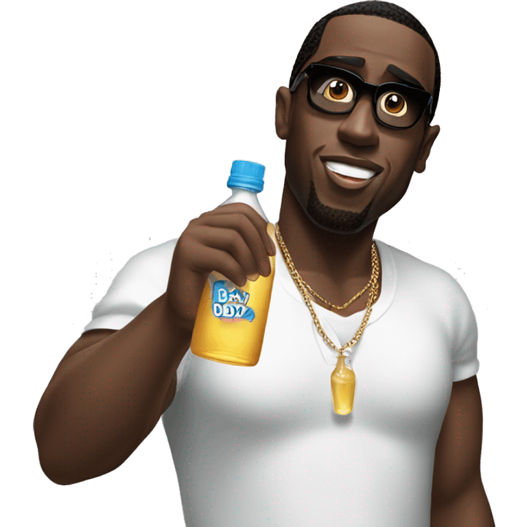 P.Diddy holding 1 bottle of baby oil emoji