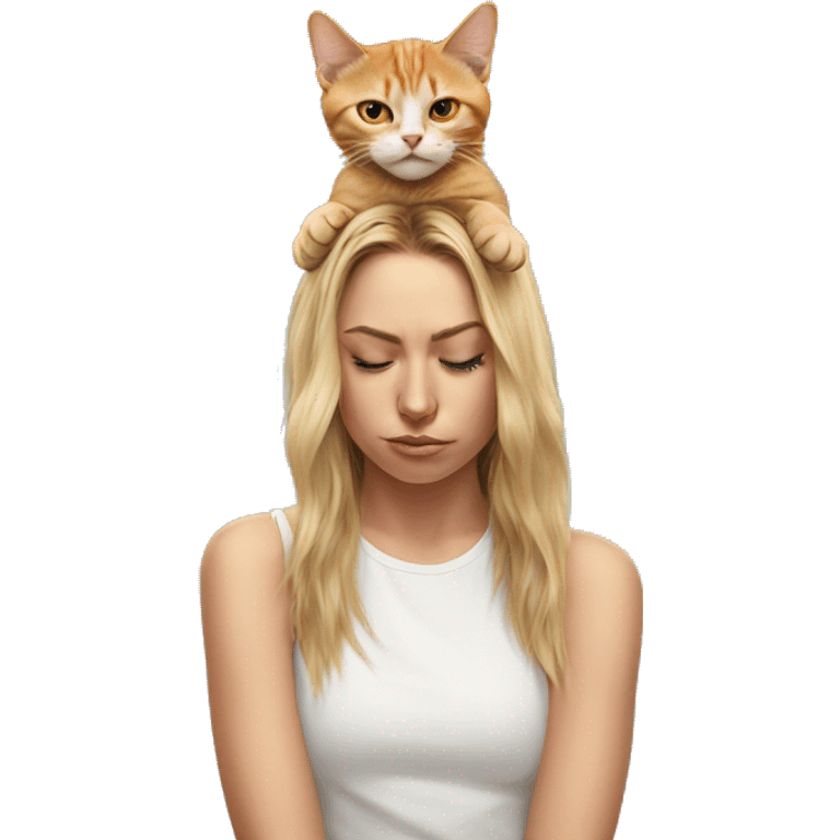 Cat on top of human head pulling her hair emoji