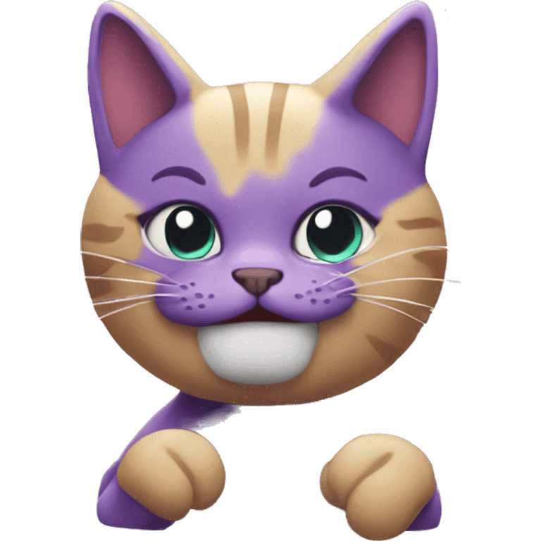 A purple cat partying ￼ emoji