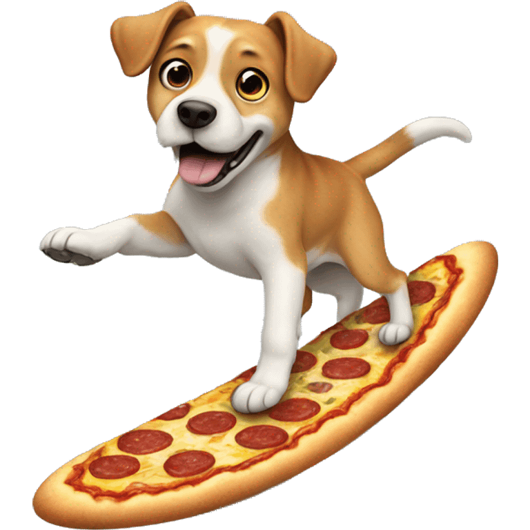 Dog surfing of a pizza  emoji