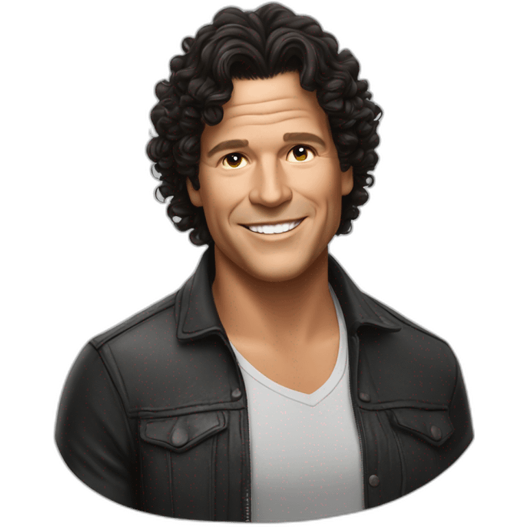 Carlos Vives with Colombian woman of 30's with short curly black hair emoji