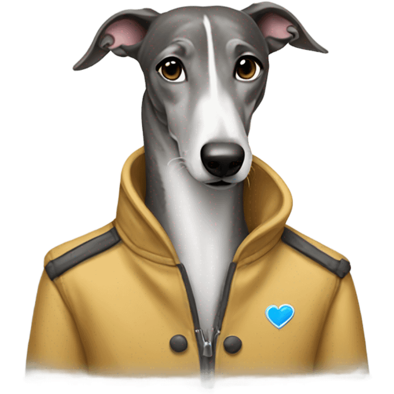 Greyhound wearing a jacket emoji