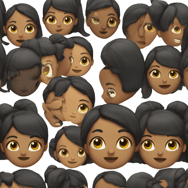 black girl with straight hair and black button eyes  emoji