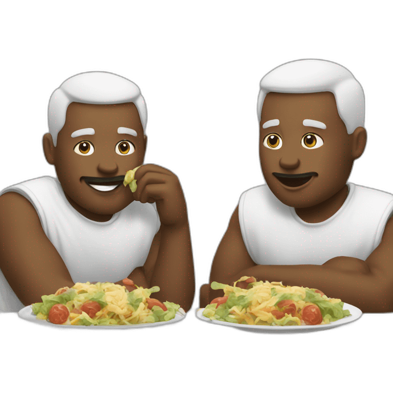 Two white big man eat lunch emoji