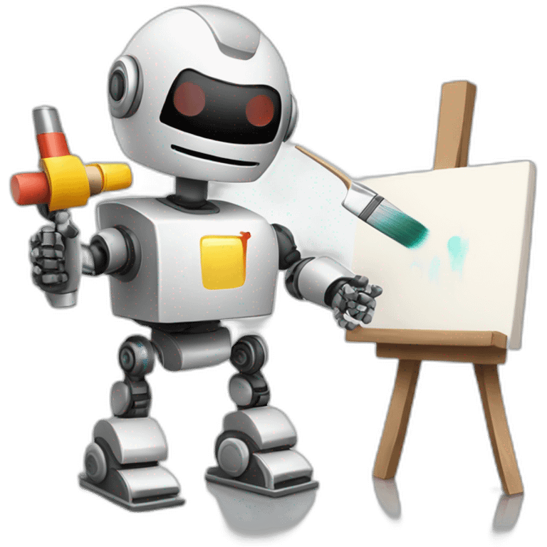 robot painter painting a canvas giving a thumbs up emoji