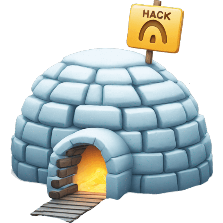 igloo with hack sign on it emoji