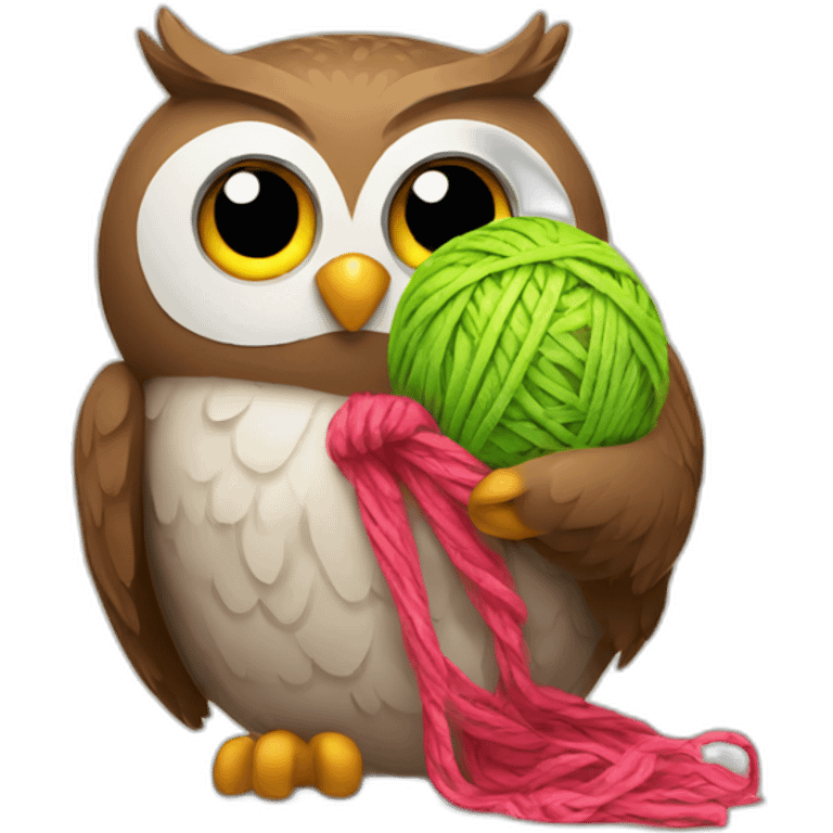 Owl holding yarn ball emoji