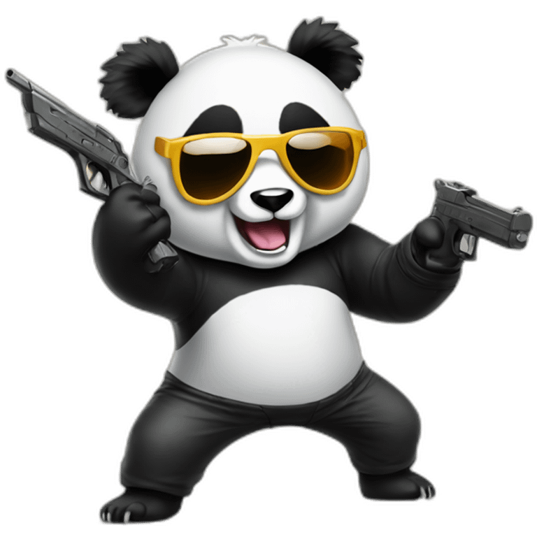 Dabbing panda with guns and sunglasses emoji