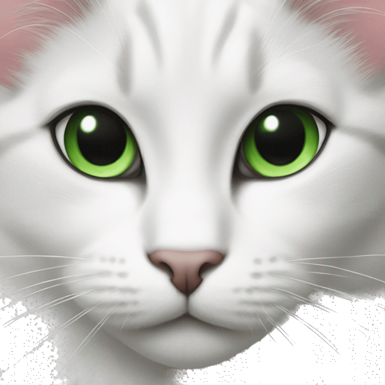 Black and white cat with an asymmetrical spot on the nose and green eyes emoji