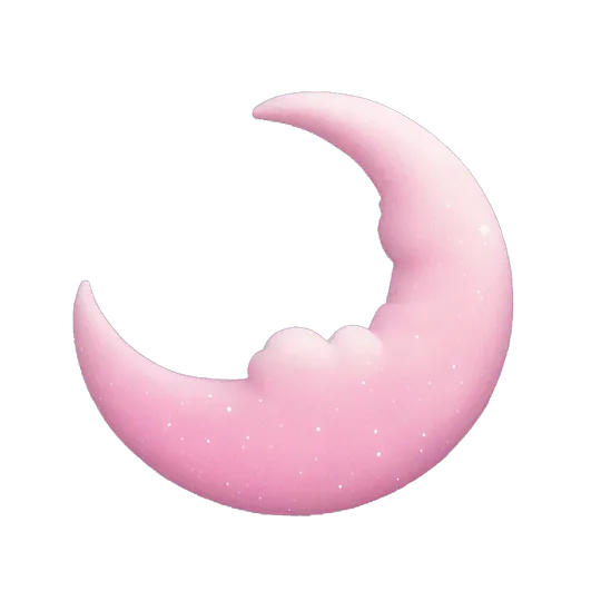 Pink crescent moon with sparkly white clouds emoji | AI Emoji Generator