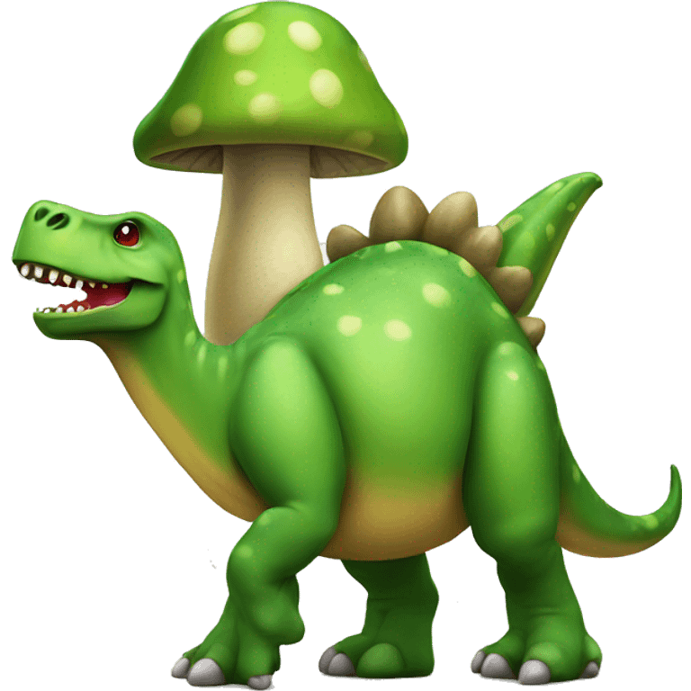 Green Dinosaur with mushroom hat emoji