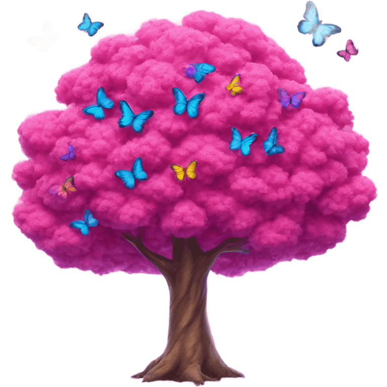 Pink Lisa frank tree covered with butterflies  emoji