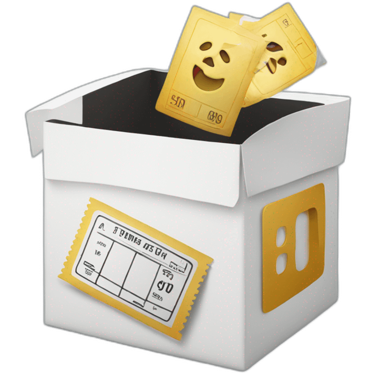 raffle box with ticket flying out emoji