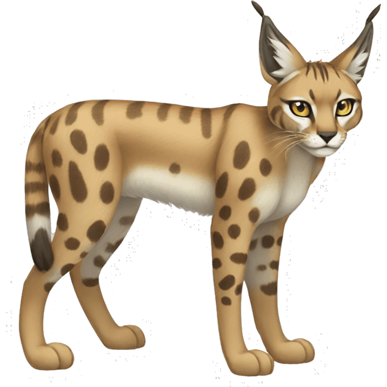 Striped and spotted Lynx-Caracal-Fakemon-hybrid full body emoji