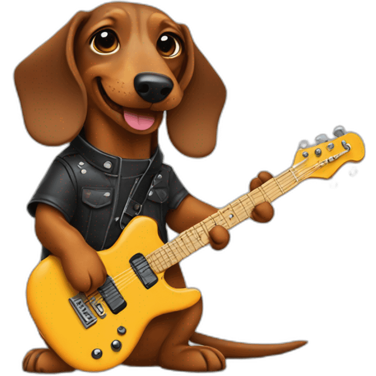 Dachshund playing rock guitar emoji