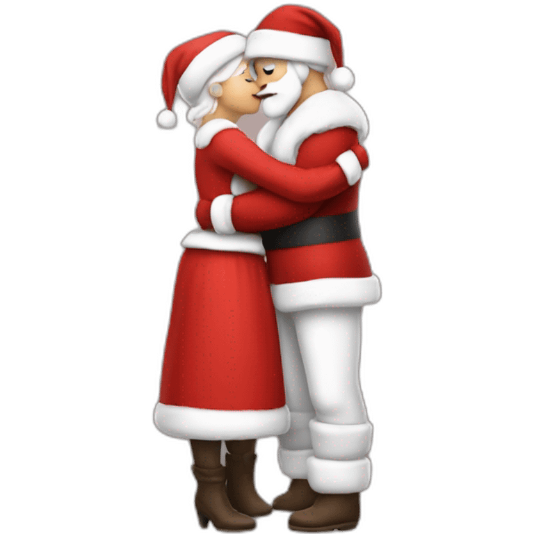 full body santa and mrs. claus kiss hug emoji