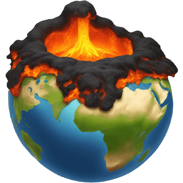 Earth with lava drooping off of it emoji