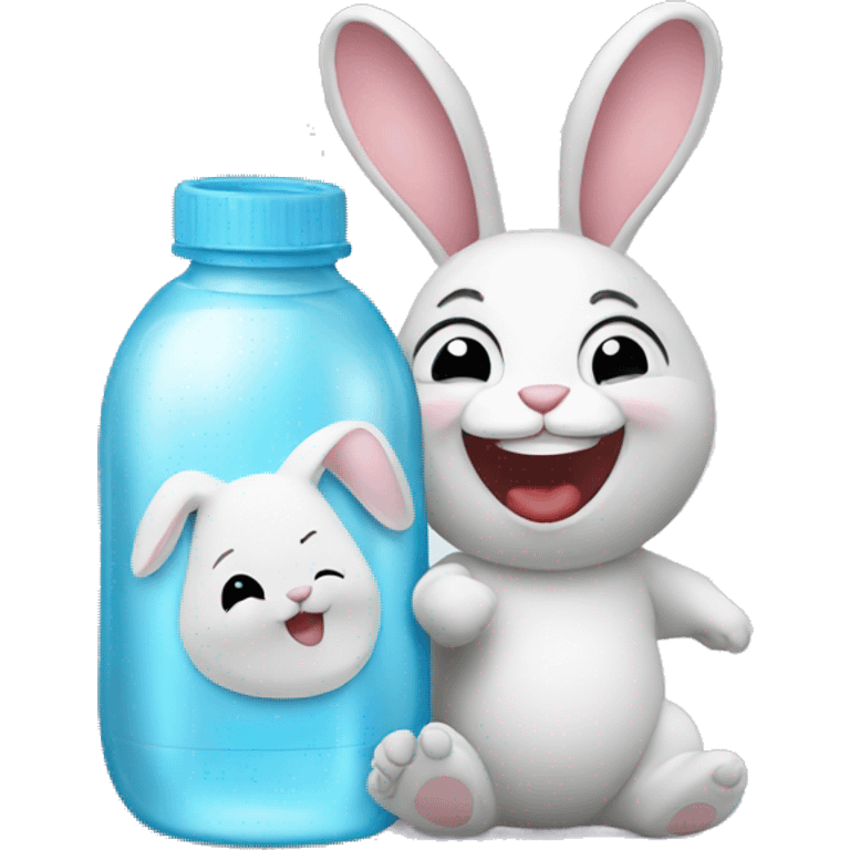 bunny laughing with baby bottle emoji