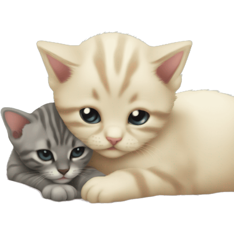 kitten cuddling babys emoji