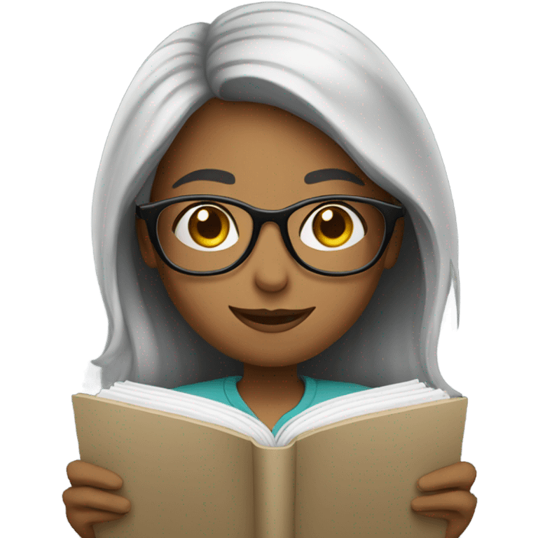 Girl with glasses reading and writing  emoji