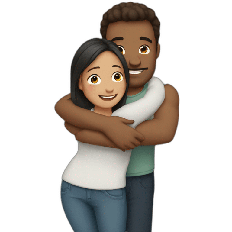 A women hugs men emoji