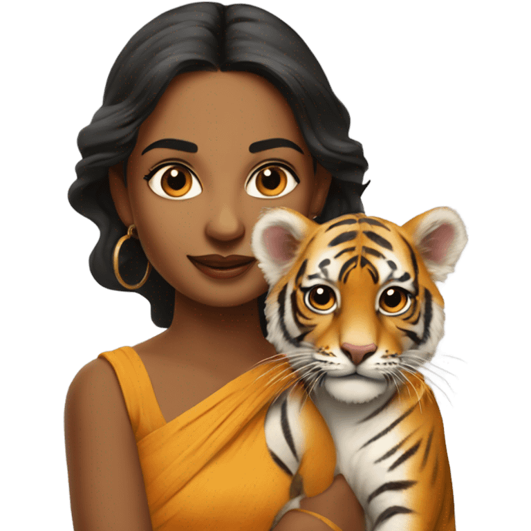 South Indian supermodel with tiger cub  emoji