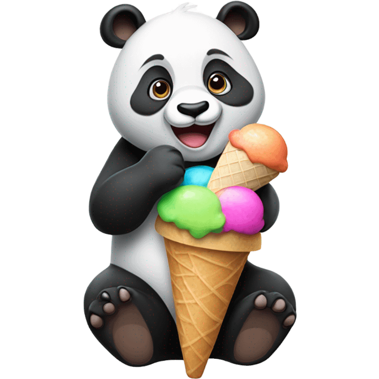 Panda eating ice cream emoji