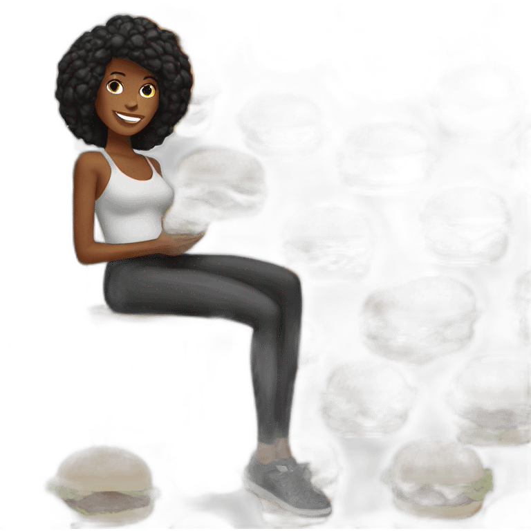 black-woman-with-burguer-on-hand emoji