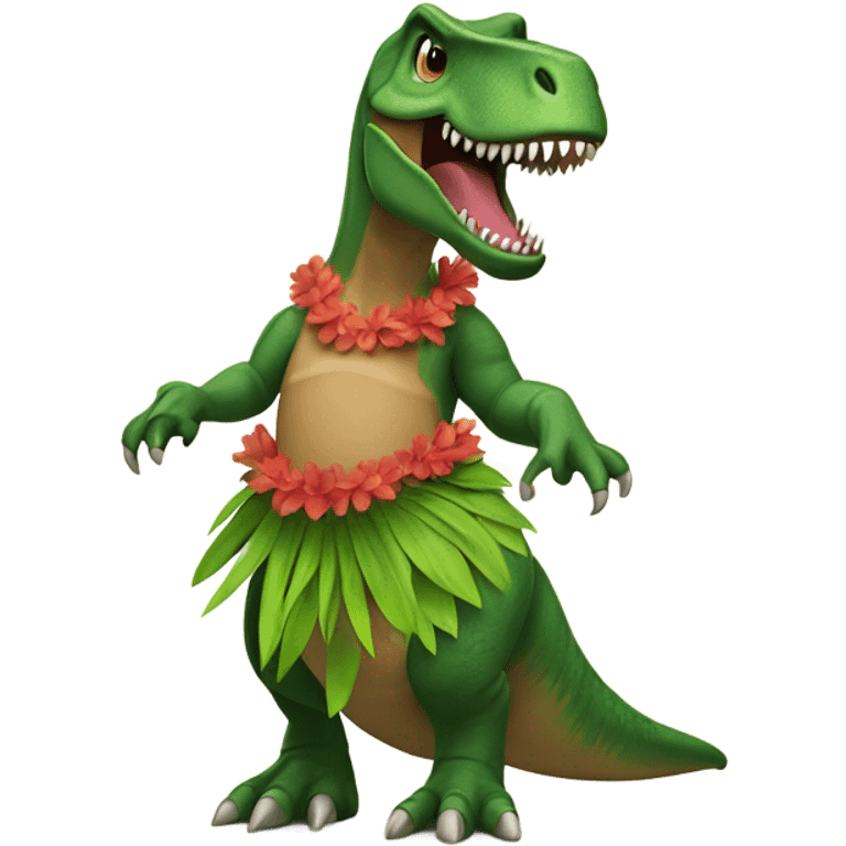 T-rex in a hula skirt emoji